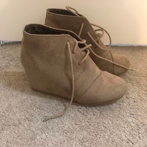 Tan laced booties
